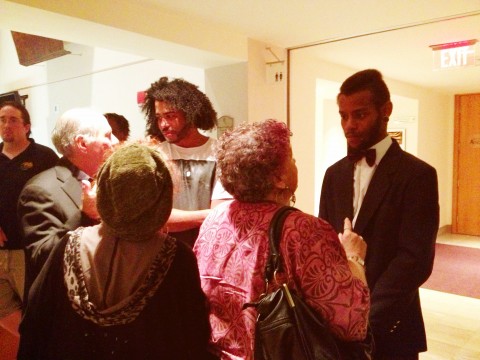 Daveed Diggs (L) and Michael Wayne Turner III converse with show-goers after the performance. It happened to be Diggs' birthday, and our standing ovation included bellowing out a birthday song for him.