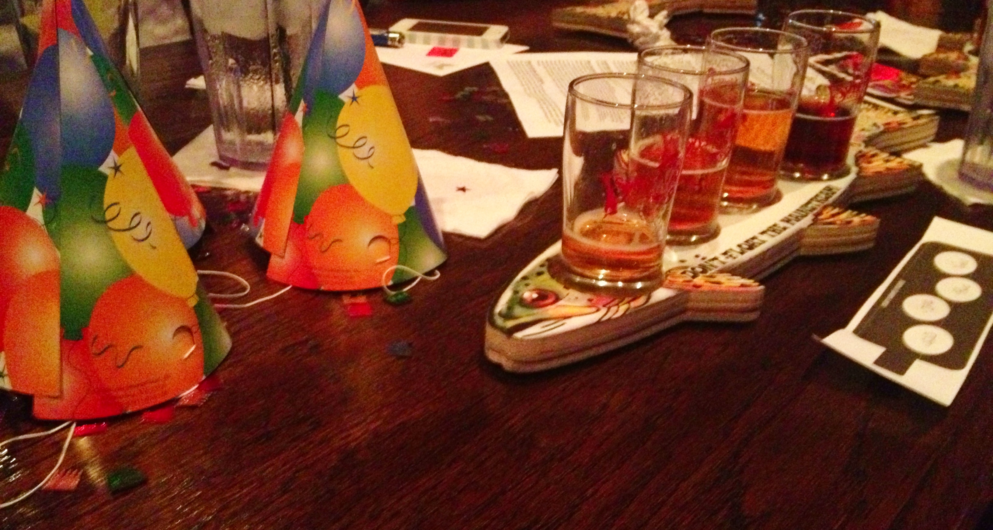 Partying down with a Sweetwater sampler paddle.