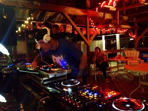 Chazz Royall gets up close and personal with his turntables.